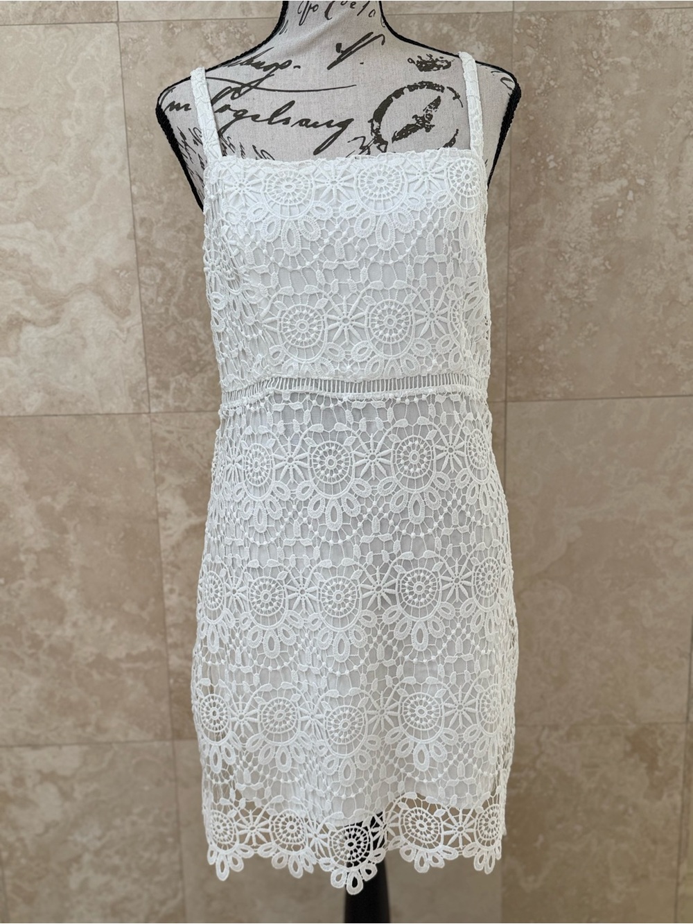 Hollister White Lace Mini Dress Square Neck Size M Boho Summer